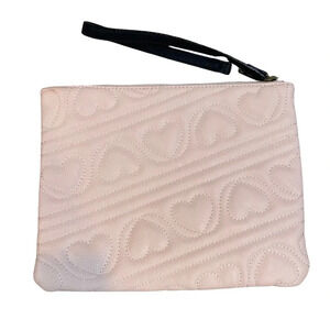 BETSY JOHNSON Heart Pink Quilted Wristlet